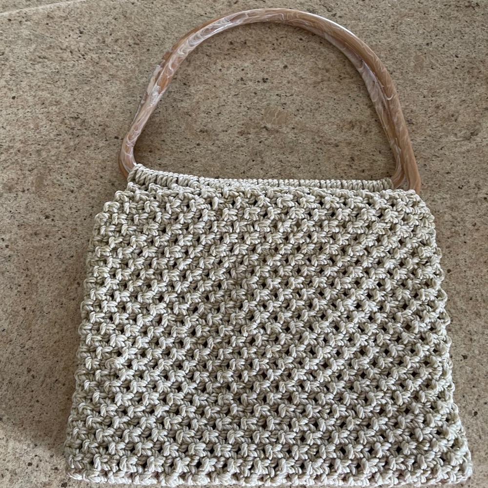 Vintage Macrame Purse with Bakelite Handles